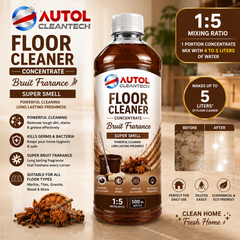 AUTOL Cleantech Floor Cleaner Concentrate 500ml – Brown Fragrance | Super Smell | 1:5 Mixing Ratio