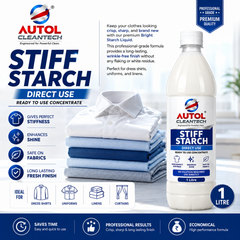 AUTOL CLEANTECH Stiff Starch Liquid – Direct Use | Crisp Professional Finish for Shirts, Uniforms, Cotton & Linens | 1 Litre