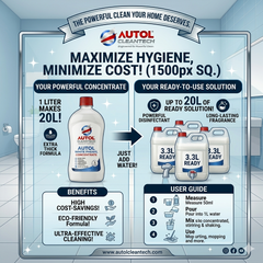 Autol CleanTech Premium White Phenyl Concentrate (1 Liter) – Makes 20 Liters of High-Concentration Disinfectant Floor Cleaner