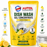 AUTOL Dish Wash Gel Concentrate 1kg Lemon Fresh | Makes 5 Liters | 1:4 Mixing Ratio | Powerful Grease Remover | Concentrated Dishwashing Liquid | Gentle on Hands | Suitable for Utensils, Cookware & Kitchenware