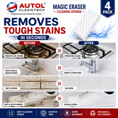AUTOL Magic Eraser Cleaning Sponge – 4 Pack | Multi-Surface Stain Remover | Just Add Water | Kitchen, Bathroom, Tiles, Glass, Walls & Shoes