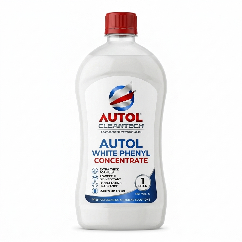 Autol CleanTech Premium White Phenyl Concentrate (1 Liter) – Makes 20 Liters of High-Concentration Disinfectant Floor Cleaner