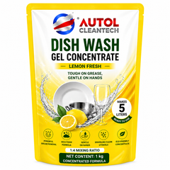 AUTOL Dish Wash Gel Concentrate 1kg Lemon Fresh | Makes 5 Liters | 1:4 Mixing Ratio | Powerful Grease Remover | Concentrated Dishwashing Liquid | Gentle on Hands | Suitable for Utensils, Cookware & Kitchenware