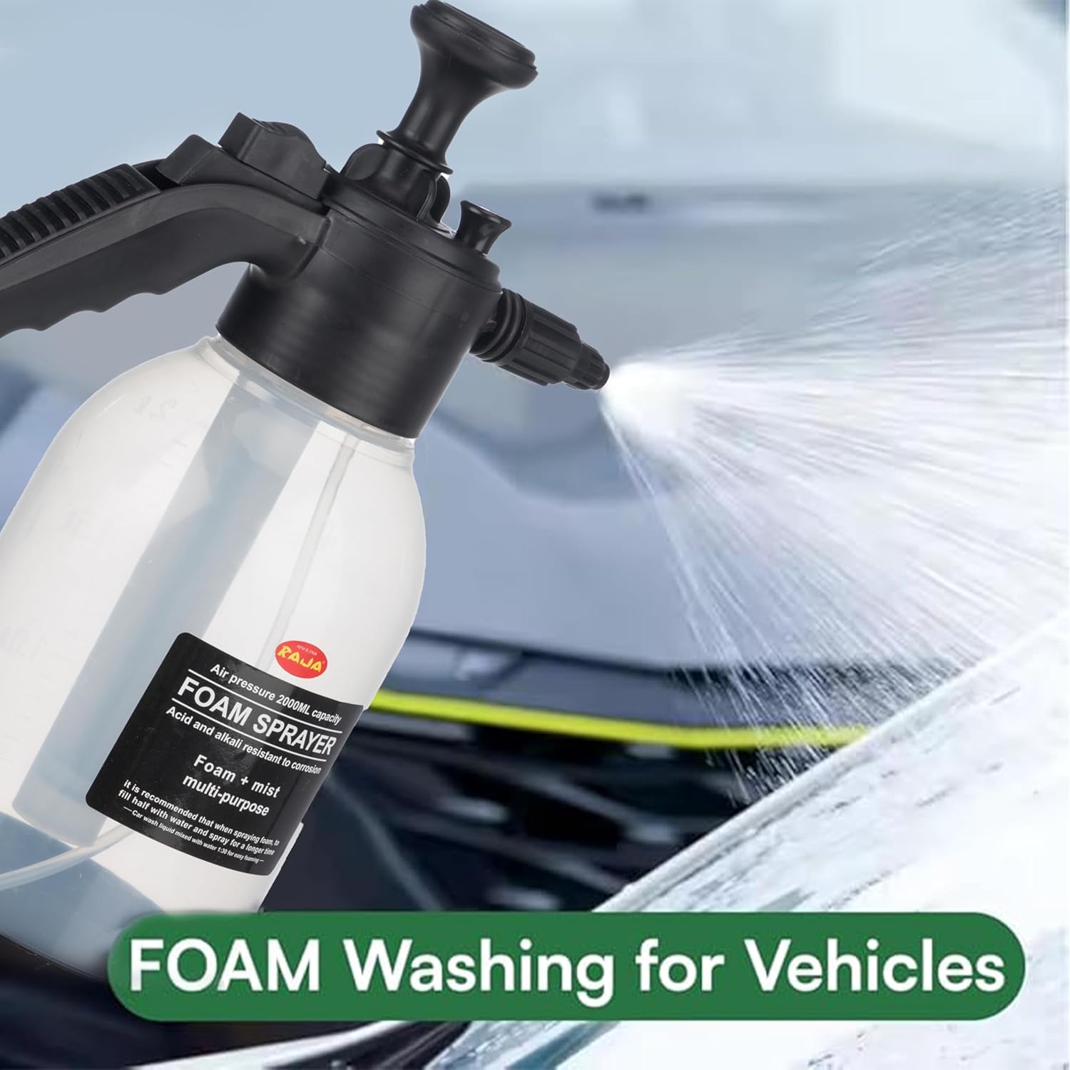2 Litre – Manual Foam Sprayer – Hand Pressure Pump Spray Bottle with Adjustable Nozzle – High Foaming Feature for Car & Bike Wash, Home & Garden Cleaning – Black– 2L Capacity