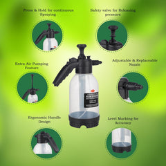 2 Litre – Manual Foam Sprayer – Hand Pressure Pump Spray Bottle with Adjustable Nozzle – High Foaming Feature for Car & Bike Wash, Home & Garden Cleaning – Black– 2L Capacity