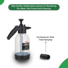 2 Litre – Manual Foam Sprayer – Hand Pressure Pump Spray Bottle with Adjustable Nozzle – High Foaming Feature for Car & Bike Wash, Home & Garden Cleaning – Black– 2L Capacity