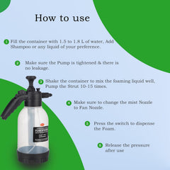 2 Litre – Manual Foam Sprayer – Hand Pressure Pump Spray Bottle with Adjustable Nozzle – High Foaming Feature for Car & Bike Wash, Home & Garden Cleaning – Black– 2L Capacity