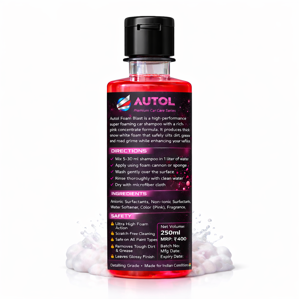 Autol Foam Blast Car Shampoo 250ml – High Foam Snow Wash, Scratch-Free, Gloss Finish Car Cleaning Shampoo